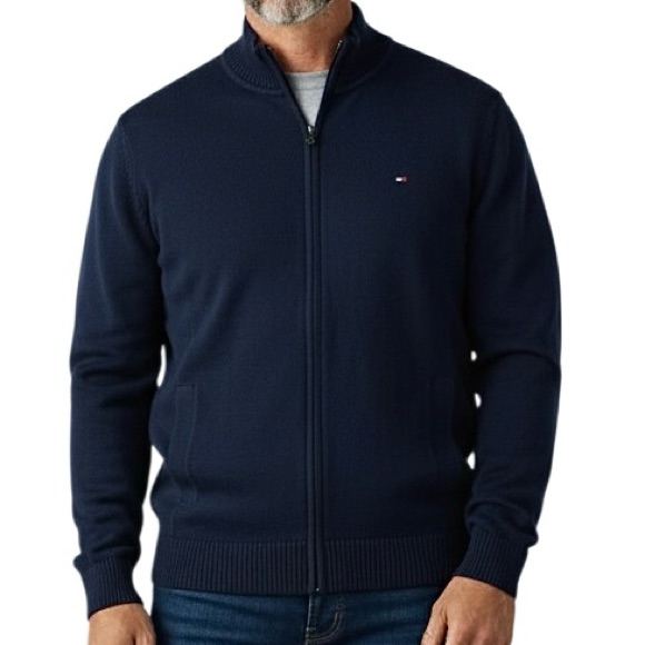 Tommy Hilfiger Navy Cotton Full Zip Sweater Xl